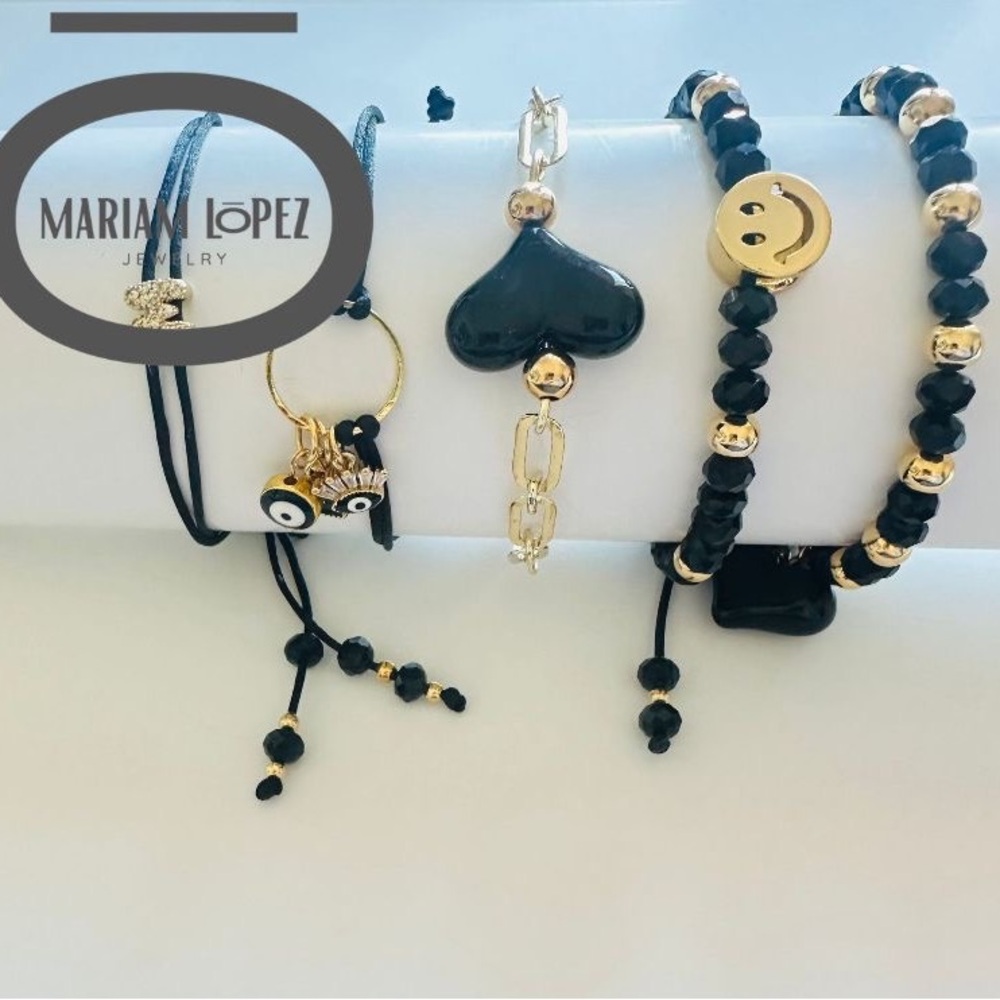 Marian Lopez Black and Gold Bracelet Set